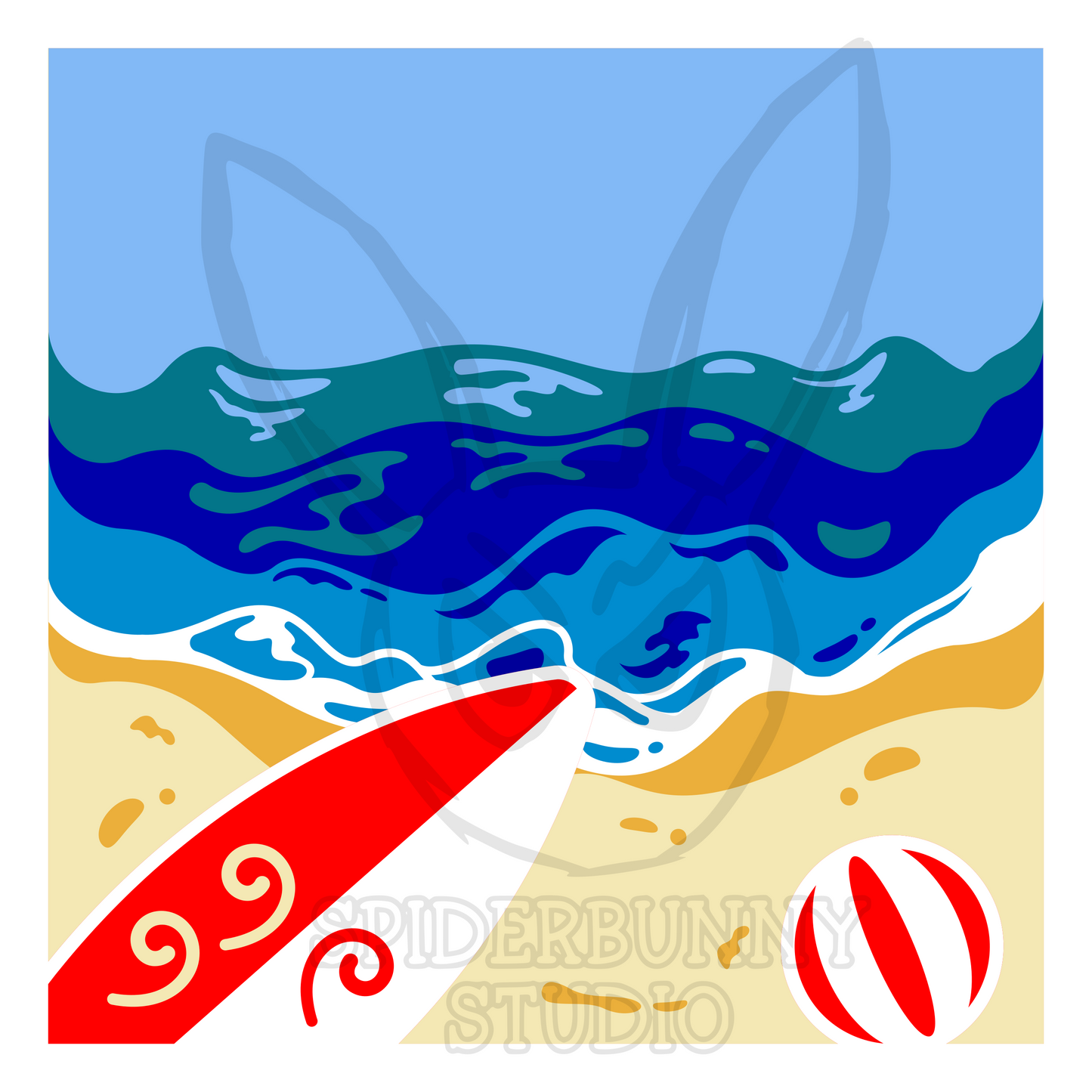 Beach with Surfboard