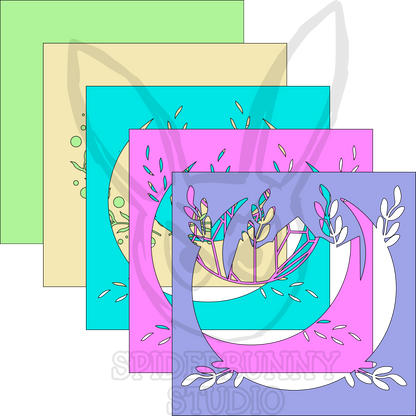 Moon with Crystals and botanics