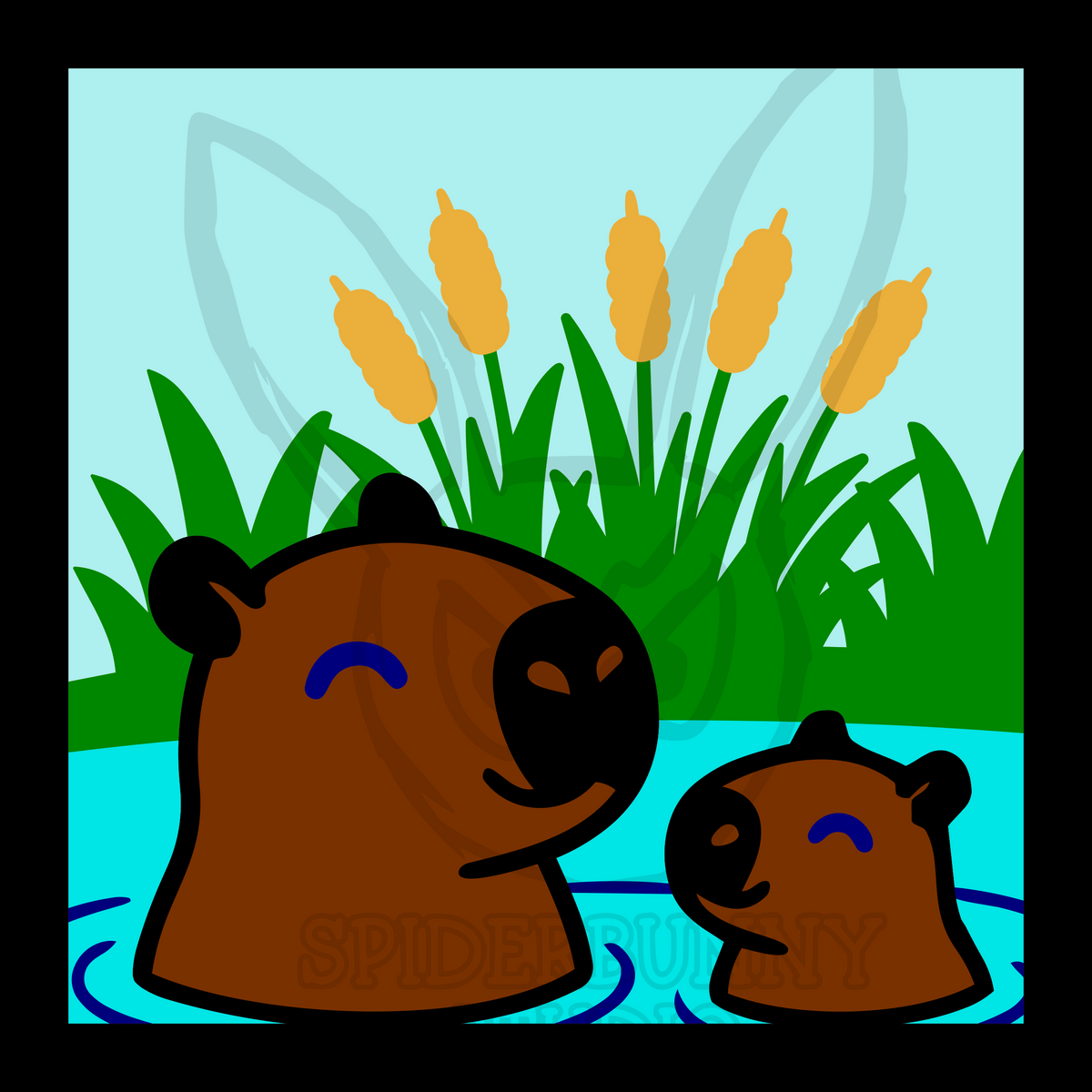 Capybaras Swimming