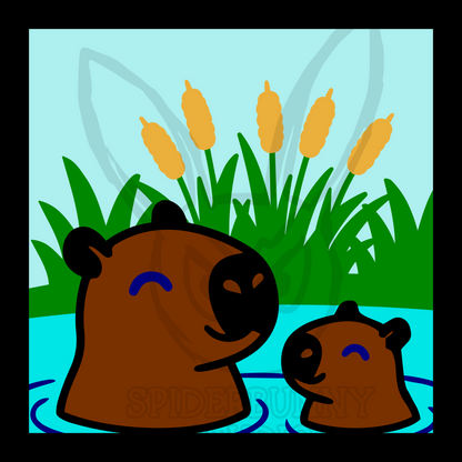 Capybaras Swimming